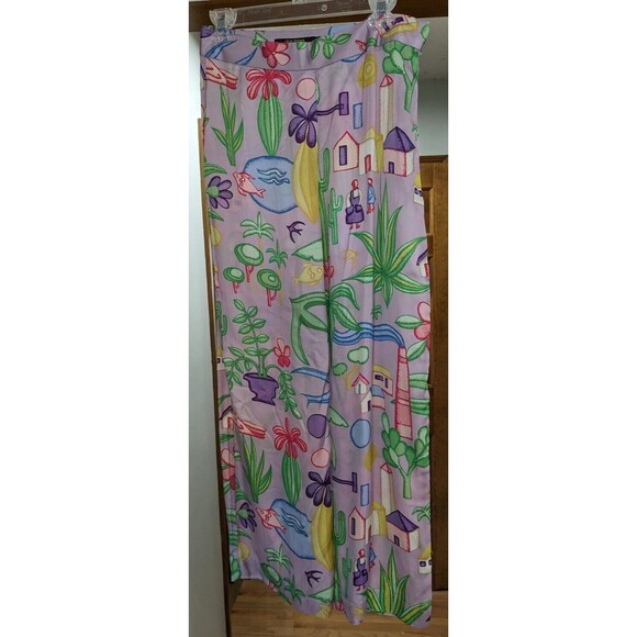 Nice Things by Paloma S. Plant & Cactus Theme Wide Leg Side Zipper Pants Size 8 - Picture 3 of 12